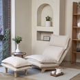 thumbnail image 5 of Lazy Chair with Ottoman, Upholstered Accent Lounge Chair with Footstool, Single Sofa Chair with Adjustable Backrest, Foldable Recliner Chair Set for Living Room, Bedroom, Balcony, White, 5 of 9