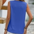 thumbnail image 4 of up to 60% off Gifts Usmixi Womens Tank Tops Casual Solid Lace Trim Hollowed Going out Shirts Vest Summer Trendy Plain V-Neck Sleeveless Shirts Blouse Blue XXL, 4 of 5