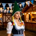 thumbnail image 3 of Oktoberfest Pointed Gnome Hat With Braids, Non‑Woven Bavarian Maid Costume Headpiece For Themed Party Cosplay Events, 3 of 5