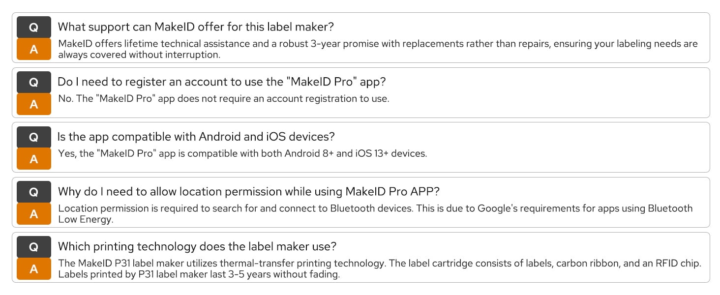MakeID P31 Industrial Thermal Transfer Label Printer, Portable Bluetooth Labeler with Wire and Cable Labeling Machine
