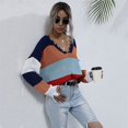thumbnail image 4 of Mode des Femmes Bloc de Couleur Pull Manches Longues Creux Pompons en Détresse Pull, 4 of 6