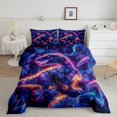 thumbnail image 1 of YST Dinosaur Bedding 3Pcs Colorful Neon Striped Comforter Set Tropical Botanical Floral Bedding Comforter Sets Jungle Magical Animal Down Comforter Queen, 1 of 5