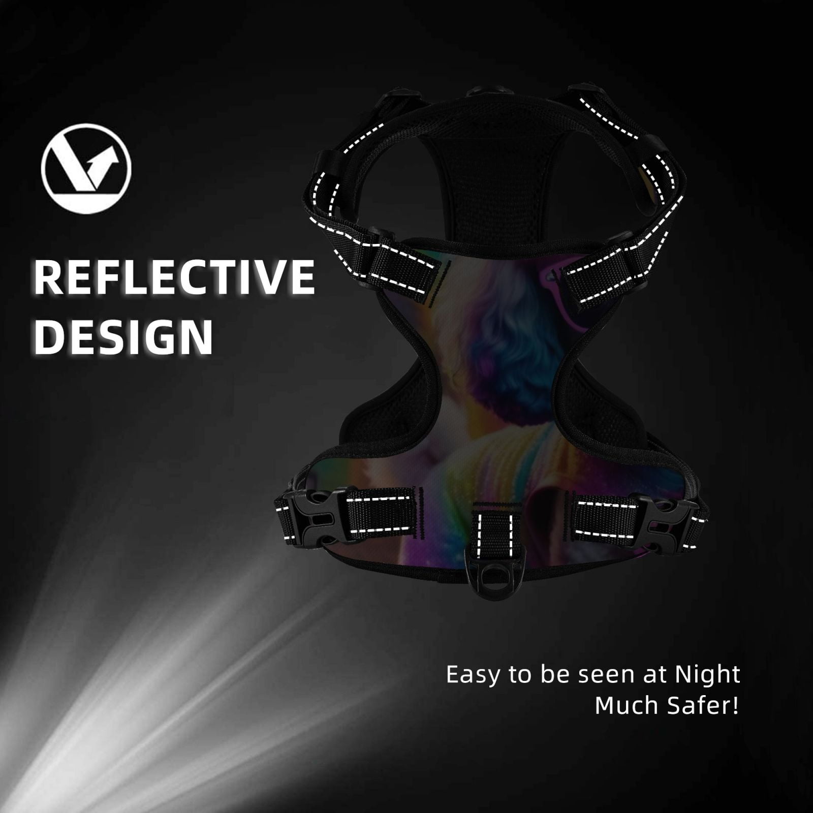Vsdgher Rainbow Poodle Urban Street Dog Harness, No-Pull Pet Harness, Dog Vest, Pet Vest for Small to Large Dogs-Small
