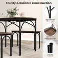 thumbnail image 3 of GOFLAME 3-Piece Dining Table Set for 4, Wooden Kitchen Table and 2 Benches Set with Metal Frame, Space-Saving Dinette Set for Living Room, Dining Room, Breakfast Nook, Small Space, 3 of 9