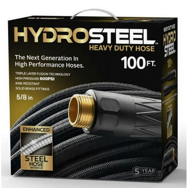 HydroSteel Boyau d'Arrosage Robuste Boyau d'Arrosage en Acier à Triple Couche 100 Pieds