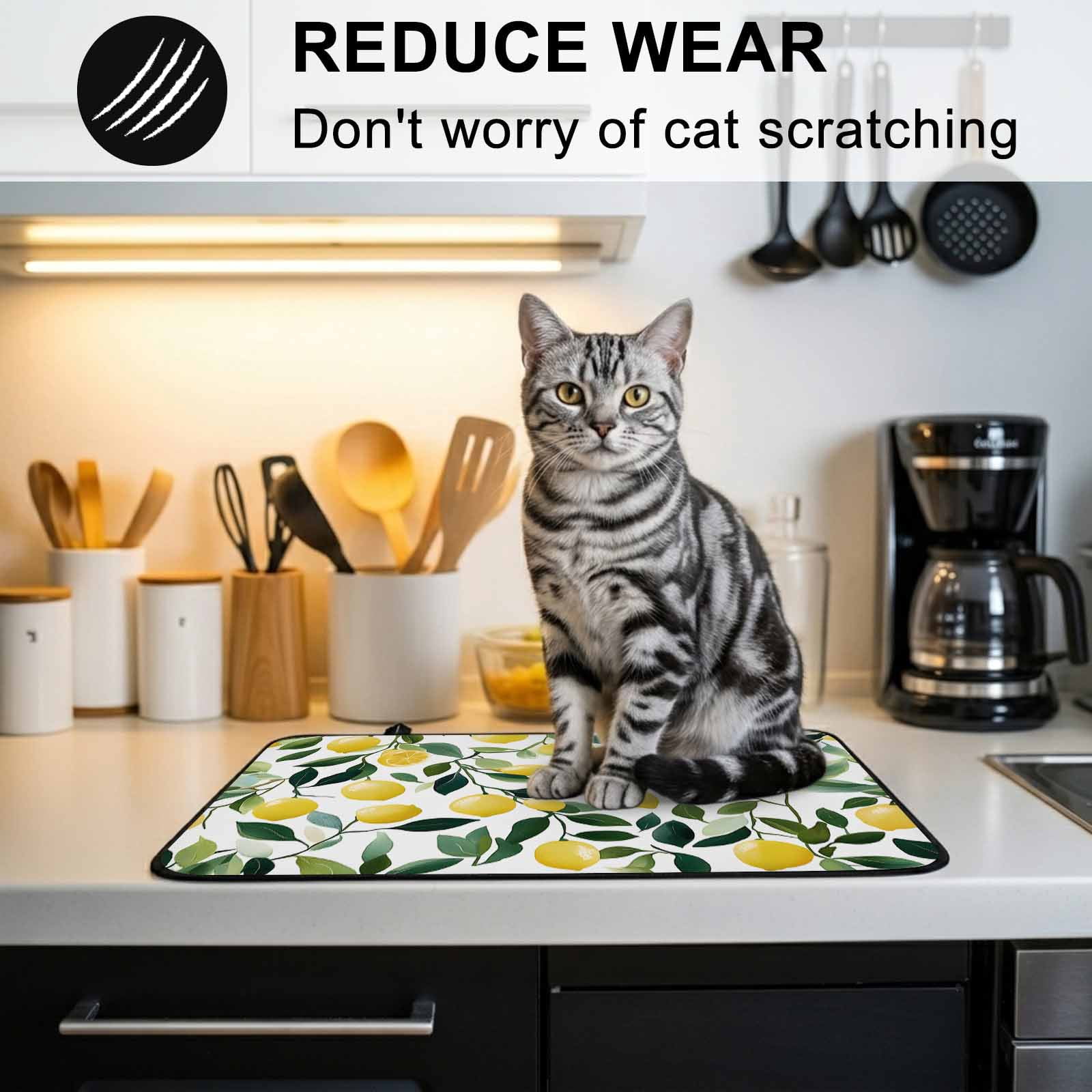 Summer Lemon Stove Top Cover for Electric Stove, Heat-proof & Non Slip Glass Top Stove Cover Protector, Yellow Fruits Green Botanical Pastoral Kitchen Flat Cooktop Rubber Mat 24x21 Inches