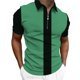 thumbnail image 1 of Camisas de Manga Corta para Hombre, Camisa de Malla con Cremallera de la Mitad de la Solapa Colorblocking, Primavera Verano Casual Top, 1 of 6