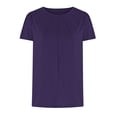 thumbnail image 7 of WREESH Solid Color Round Neck Tunic Top Women's Summer Pleated Blouse with Petal Sleeves Purple, 7 of 7