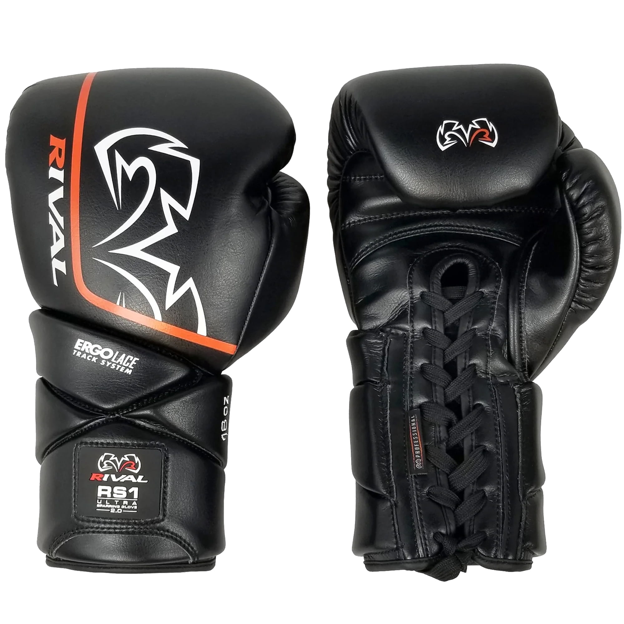 RIVAL Boxing RS1 2.0 Ultra Pro Lace-Up Sparring Gloves - 14 oz. - Black