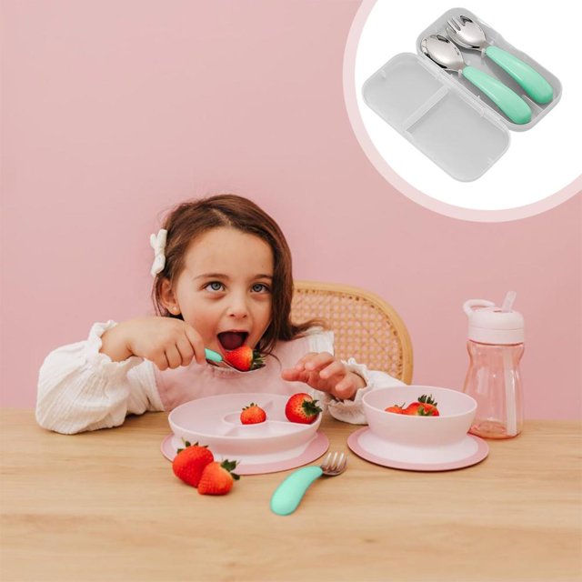 Feltree Stainless Steel Children's Portable Cutlery Set Spoon Fork Children's Learning Training Spoon Household Fork Spoon