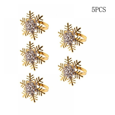 

5 Christmas Wreath Napkin Ring Set - Metal Christmas Napkin Ring Holder For Cloth Napkins Christmas Holiday Party Table Decorations
