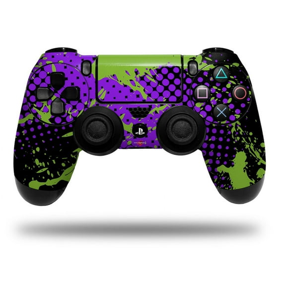 Vinyl Skin Wrap for Sony PS4 Dualshock Controller Halftone Splatter Green Purple (CONTROLLER NOT INCLUDED)