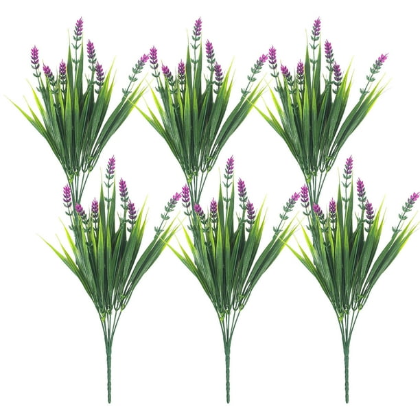 6 Flores Artificiales de Menta con Hojas Puntiagudas y Plantas Verdes Realistas.