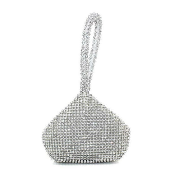 Raindrops  Full Rhinestones Bag Evening Purses Gold Clutch for Women Travel Silver
