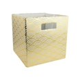 thumbnail image 1 of Design Imports CAMZ36639 11 x 11 x 11 Po. Cube de Rangement Carré en Polyester Vagues, Or, 1 of 1