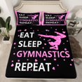 thumbnail image 2 of jejeloiu Gymnastics Girls Full Size Sheets,Glitter Heart Print Bed Sheets,Pink Black Sheet Sets For Child,Microfiber Bedroom Decor,4pcs, 2 of 7