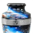 thumbnail image 2 of Aluminum Decorative Funeral Urns for Cremated Human Ash Remains Storage | Beautiful Galaxy Funeral Pot for Pet Loss & Loved Ones | Large Size Engraved Metal Urns Premium Finish (Faint Blue), 2 of 5