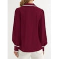 thumbnail image 4 of PRETTYGARDEN Womens Long Sleeve Button Down Shirts Trendy V Neck Loose Fit Fall Tops Collared Dressy Casual Blouses, 4 of 7