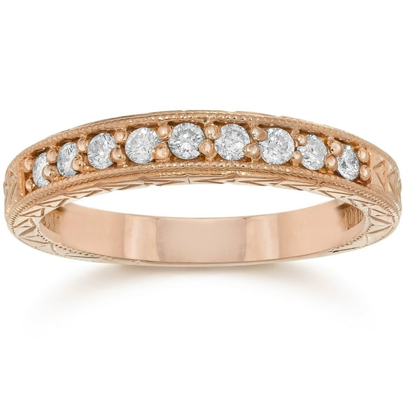 Pompeii 1/4ct Engraved Diamond Ring 14K Rose Gold (G/H,I1)