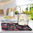 thumbnail image 5 of Vivid Floral Dark Dish Drying Mat for Kitchen Counter, Ultra Absorbent Reversible Microfiber Dishes Drying Rack Pad Heat-resistant Mats 18x24 Inch, 5 of 7