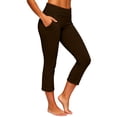 thumbnail image 2 of Bloomae Women's Cropped Yoga Pants with Pockets Fold Over Elastic High Waist Capri Flare Leggings Lightweight Summer Basic Solid Color Athletic Workout Capris Pants, 2 of 10