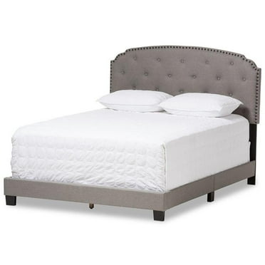 Bowery Hill Modern Tufted Queen Low Profile Bed in Light Gray