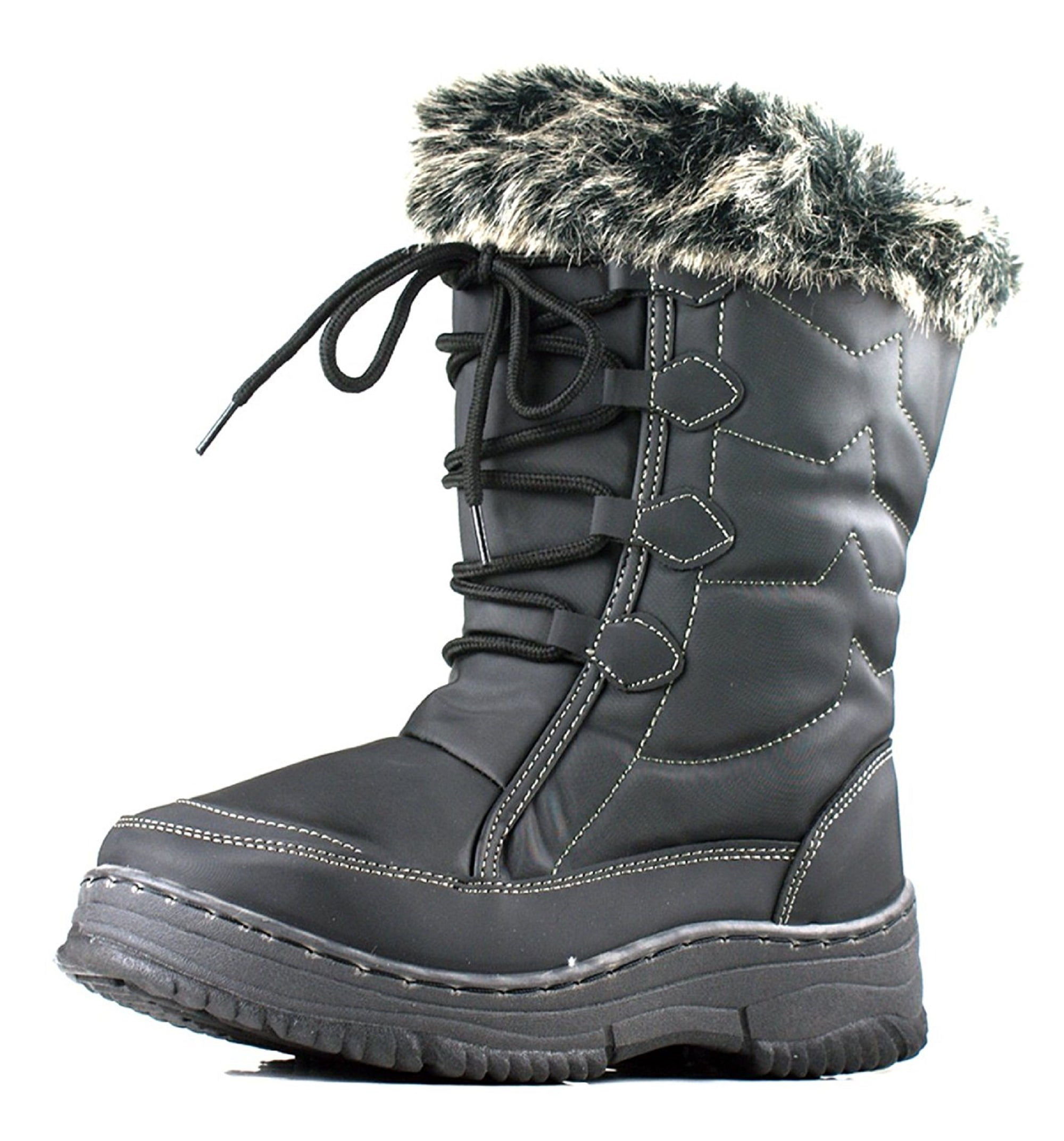 Womens Winter Snow Boots Mid-Calf Water Resistant Outdoor Warm 