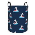 thumbnail image 2 of PAYOHTO Foldable Laundry Room Hamper Bucket Waterproof Bathroom Basket for College Student Living Room Storage Pillows Blankets Shark Summer Print, 2 of 8