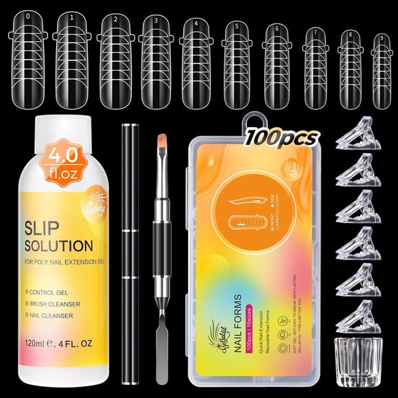 Kit de formas de uñas GELLAKTIK, 100 unidades, para poligel y gel constructor