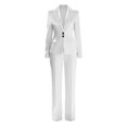 thumbnail image 3 of Telankuip Womens Deep V-Neck Long Sleeve Dressy Jumpsuits High Waisted Button up Slim Fitted Straight Leg Suit Jumpsuit 2026 Spring Summer Business Casual Work Commuting Outfits White XL, 3 of 3