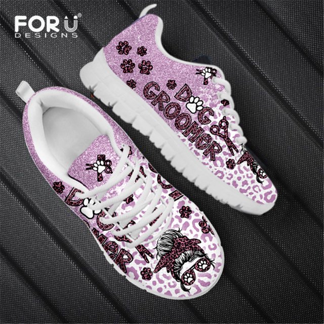 Chaussures Plates pour Femmes Léopard Rose, Espadrilles Décontractées à Lacets en Maille Légère