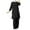 Black, variant on ZACPNCV Women Spring Solid Color Muslim Solid Color Long Sleeve Shirt Coat Wide Leg Trousers Casual Suit Black