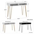 thumbnail image 3 of Dorel Athena Computer Desk with Storage, White Marble, 3 of 9