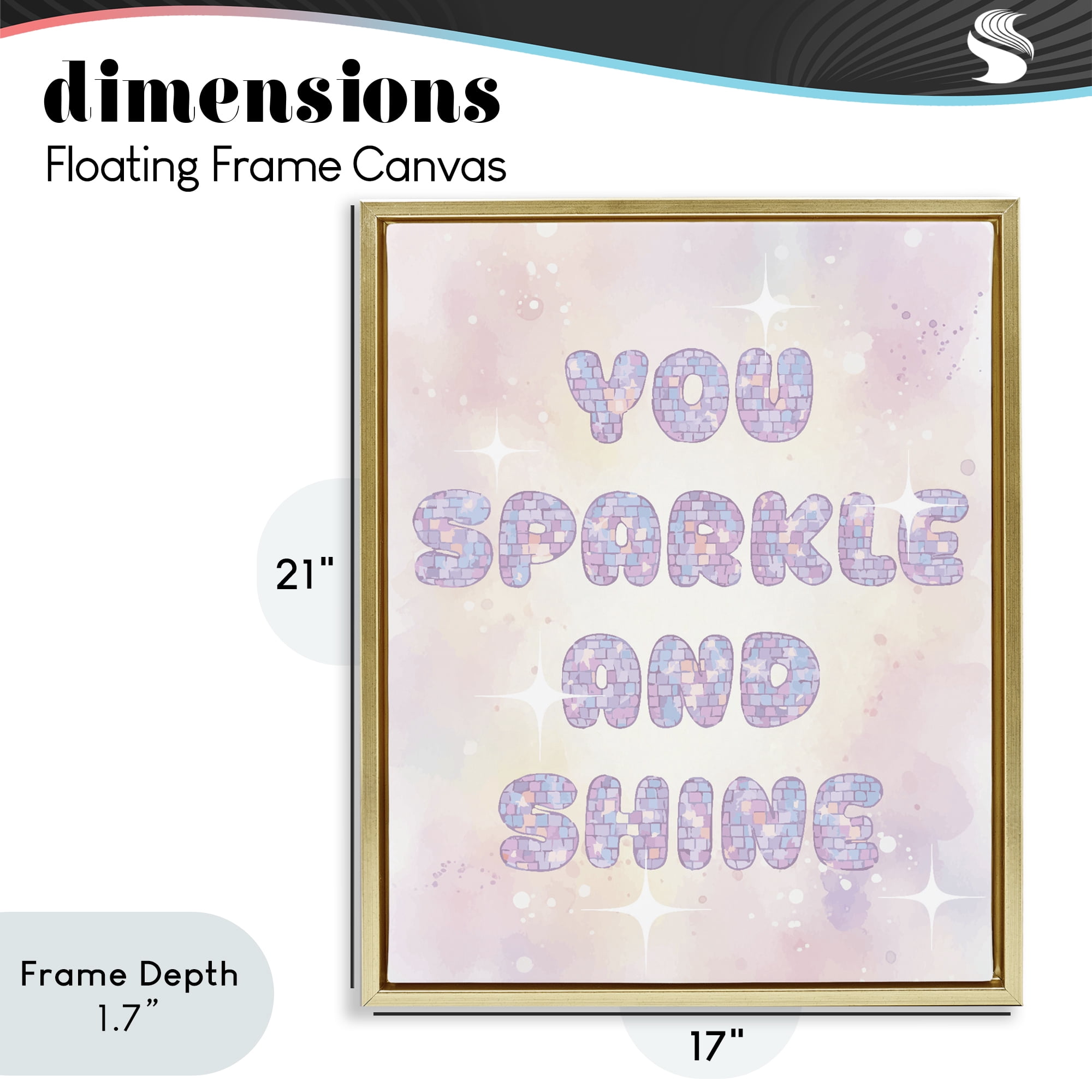 Stupell Industries You Sparkle And Shine Pastels Gold Framed Floater Canvas Wall Art, design by Lil' Rue