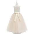 thumbnail image 3 of Drtj V-Neck Flower Girl Tulle WeddingBridesmaid Dresses Princess Dresses Children's Birthday Ball Formal Dresses Girls Prom Dresses, Sized 12T, Color Champagne, 3 of 6