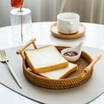 thumbnail image 3 of 9.45In Rattan Storage Tray Round Basket Wicker Basket Storage Tray With Handle 3 Size Fruit Food Round Basket Display Hand-Woven Rattan Tray, 3 of 7