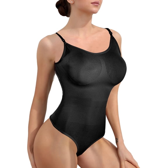 Cinvik Bodysuit Thong Shaper Sculpting Womens Bodysuits Crew Neck Spaghetti Strap 1PCS Polyamide 2XL