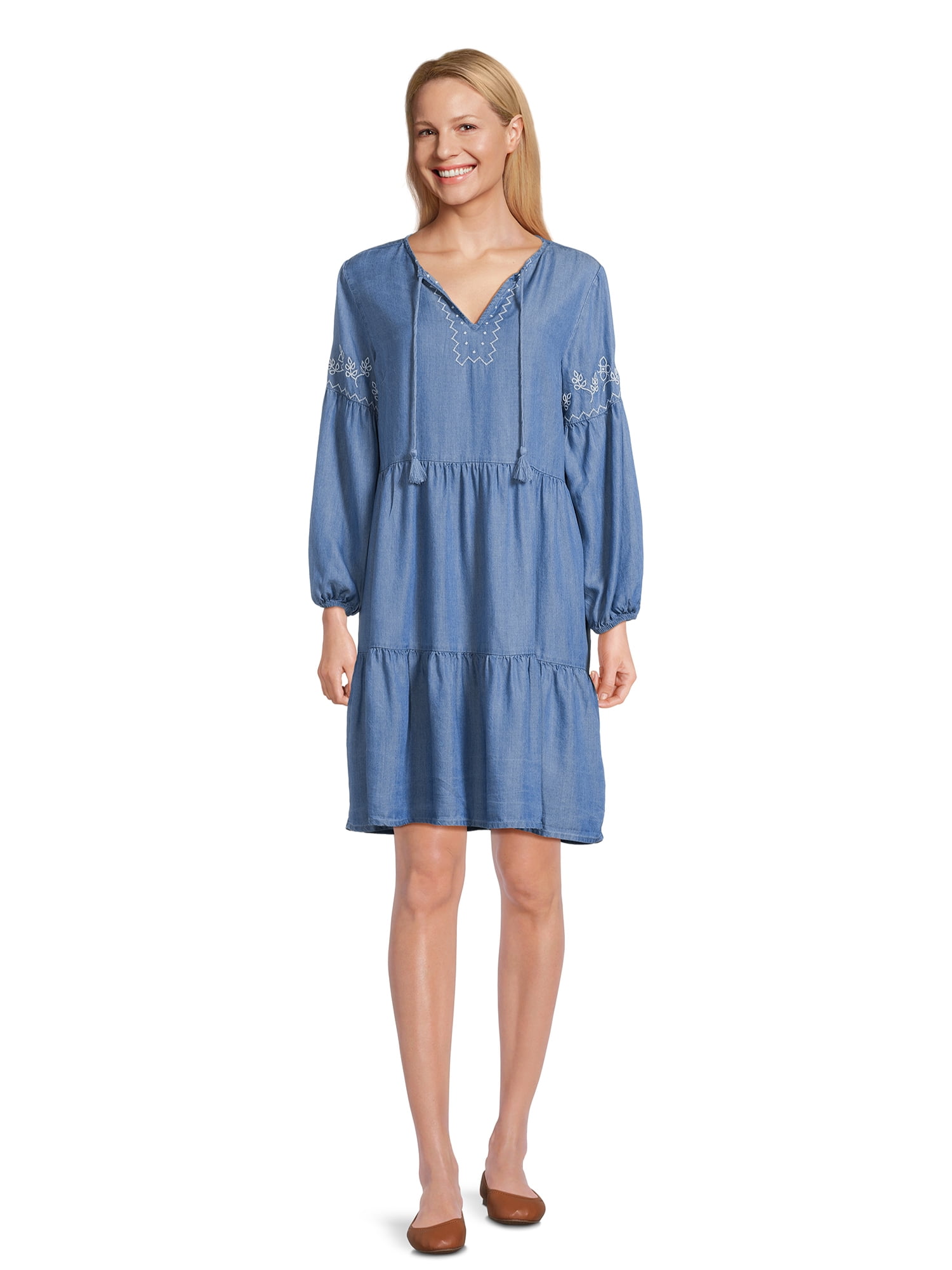 beachlunchlounge Women s Tiered Dress with Tassels Walmart