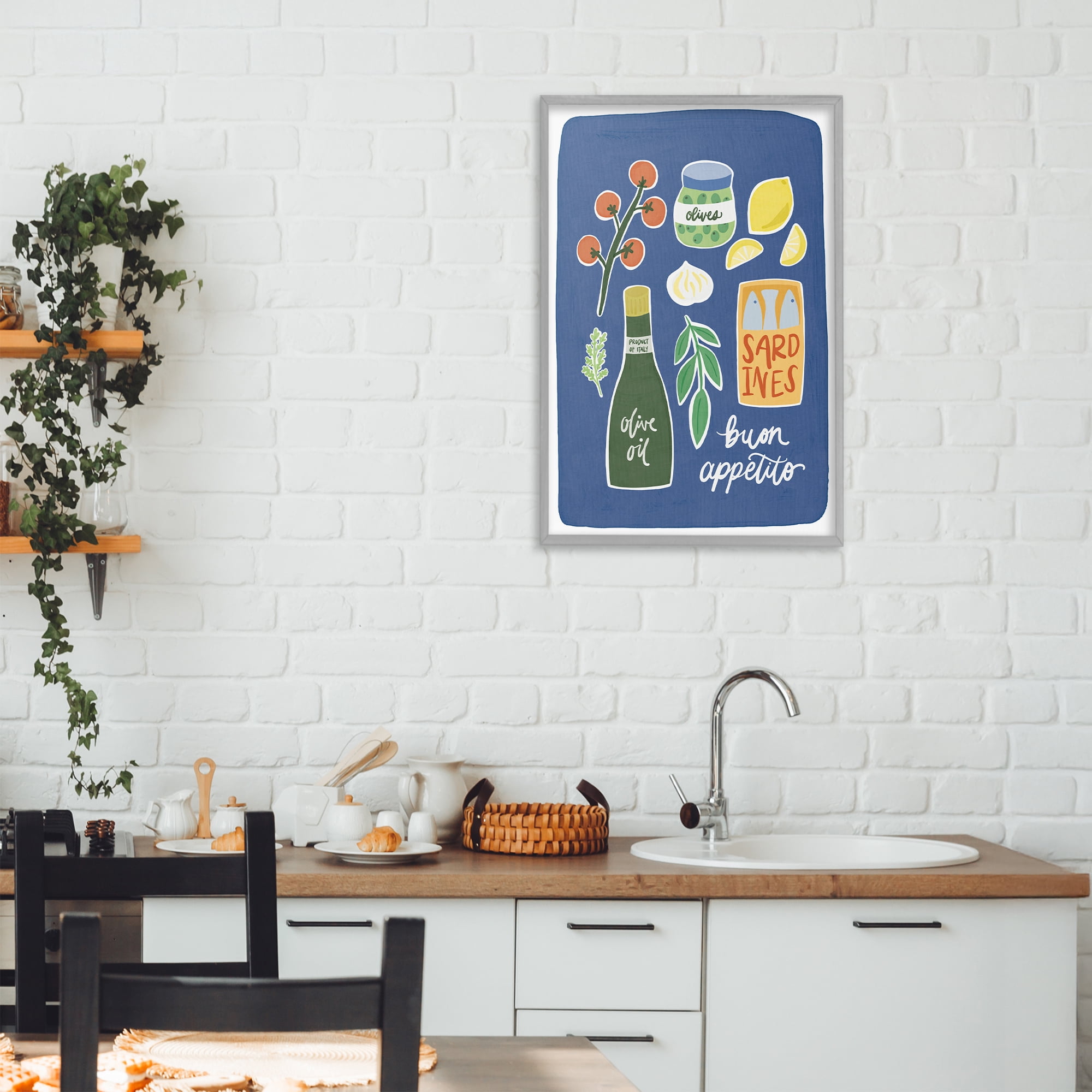 Stupell Industries Italian Kitchen Necessities Gray Framed Giclee Art, design by Amanda Houston