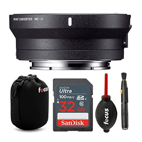 Sigma MC-11 Mount Converter/Lens Adapter (Sigma//Canon EF-Mount Lenses to Sony E) with 32GB Ultra SDHC UHS-I Memory Card and Accessory Bundle