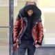 thumbnail image 2 of Chaqueta de cuero para hombre, popular chaqueta de cuero con cremallera y cuello de piel sintética, 2 of 4