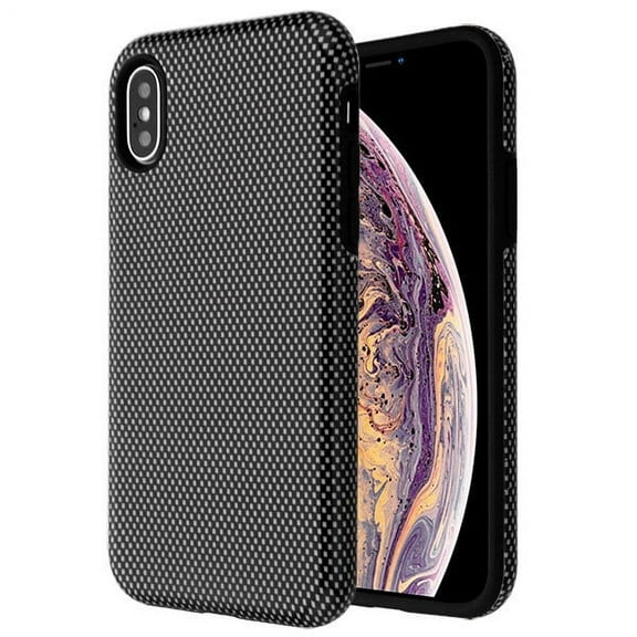 Apple iPhone XS Max (6.5 inch) (2018 Model) Phone Case Slim Hybrid Shockproof Impact Rubber Protective Hard PC Bumper & TPU Cover Carbon Fiber Black Case for Apple iPhone XS Max (6.5")