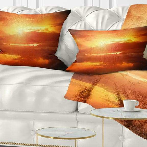 Designart 12" x 20" Red Polyester Throw Pillow