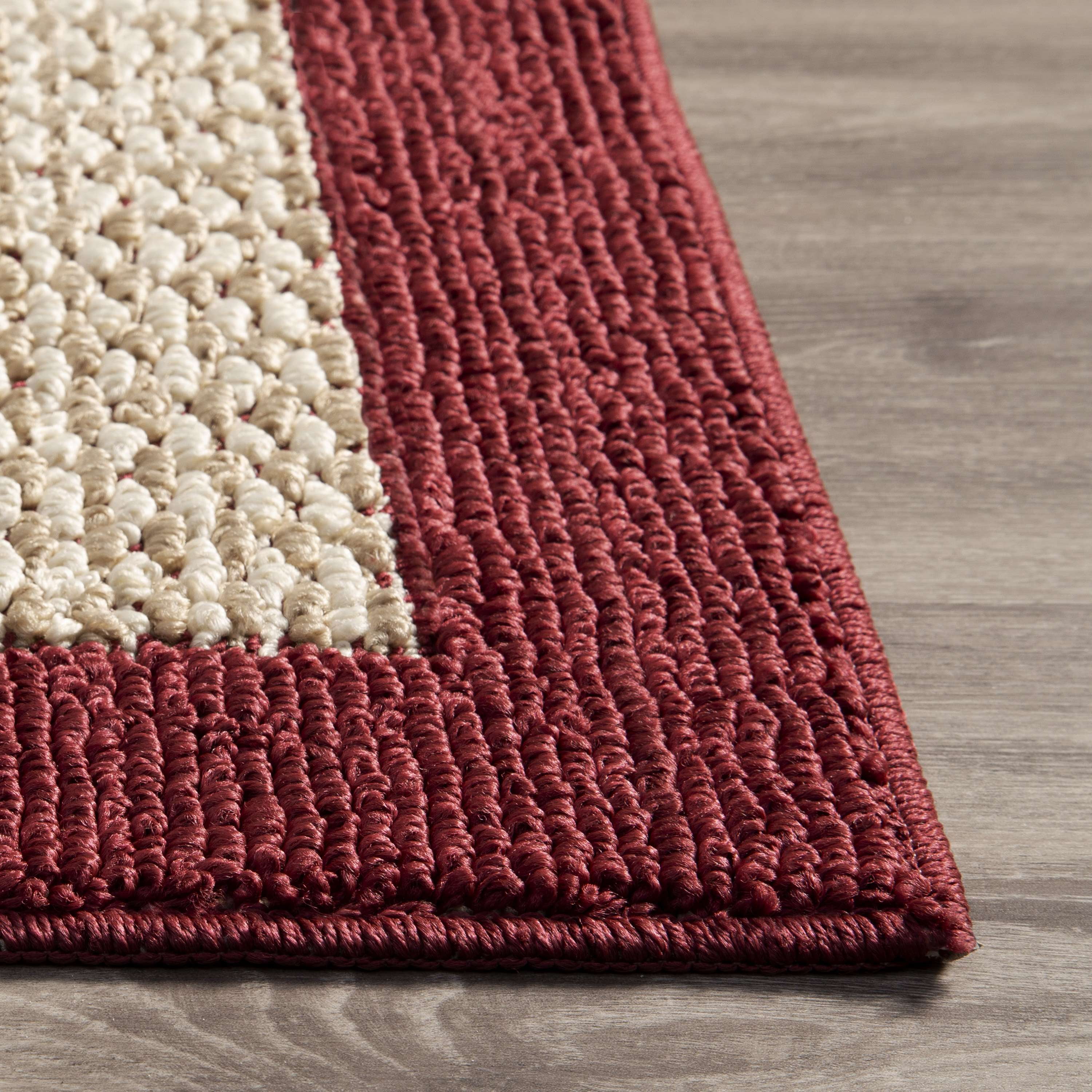 Mainstays Farmhouse Faux Sisal Red Border Indoor Area Rug Set, 3 Piece