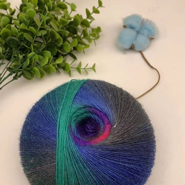 Segmental Dyed Rainbow Hand Knitted Thread 200g 1600m Long Invincible Magic Ball Wool Crochet Thread Rainbow Magic Ball