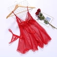 thumbnail image 4 of WCJM Women's blended casual skirt including 1pc top +1pc underpants Red Lace Women'S Lace Lace FASHION Female See Through Front Split Halter Nightgown, 4 of 4