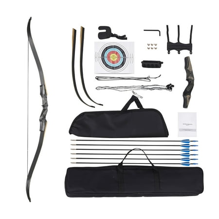 KFFKFF 60-Inch Wooden Takedown Recurve Bow Kit Right-Handed Ergonomic Design for Archery Includes Bow and Arrows Suitable for Outdoor Target Practice Hunting and Skill Development 35 lbs