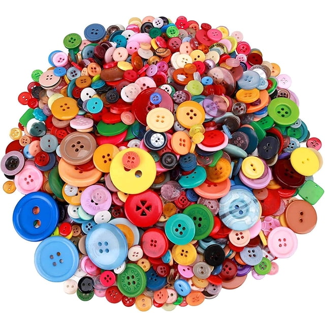 1200 PCS Coloured Buttons Assorted Set, Multi Mixed Buttons for Craft Resin Buttons Round for Christmas Art Crafts Kids Decor DIY Handmade
