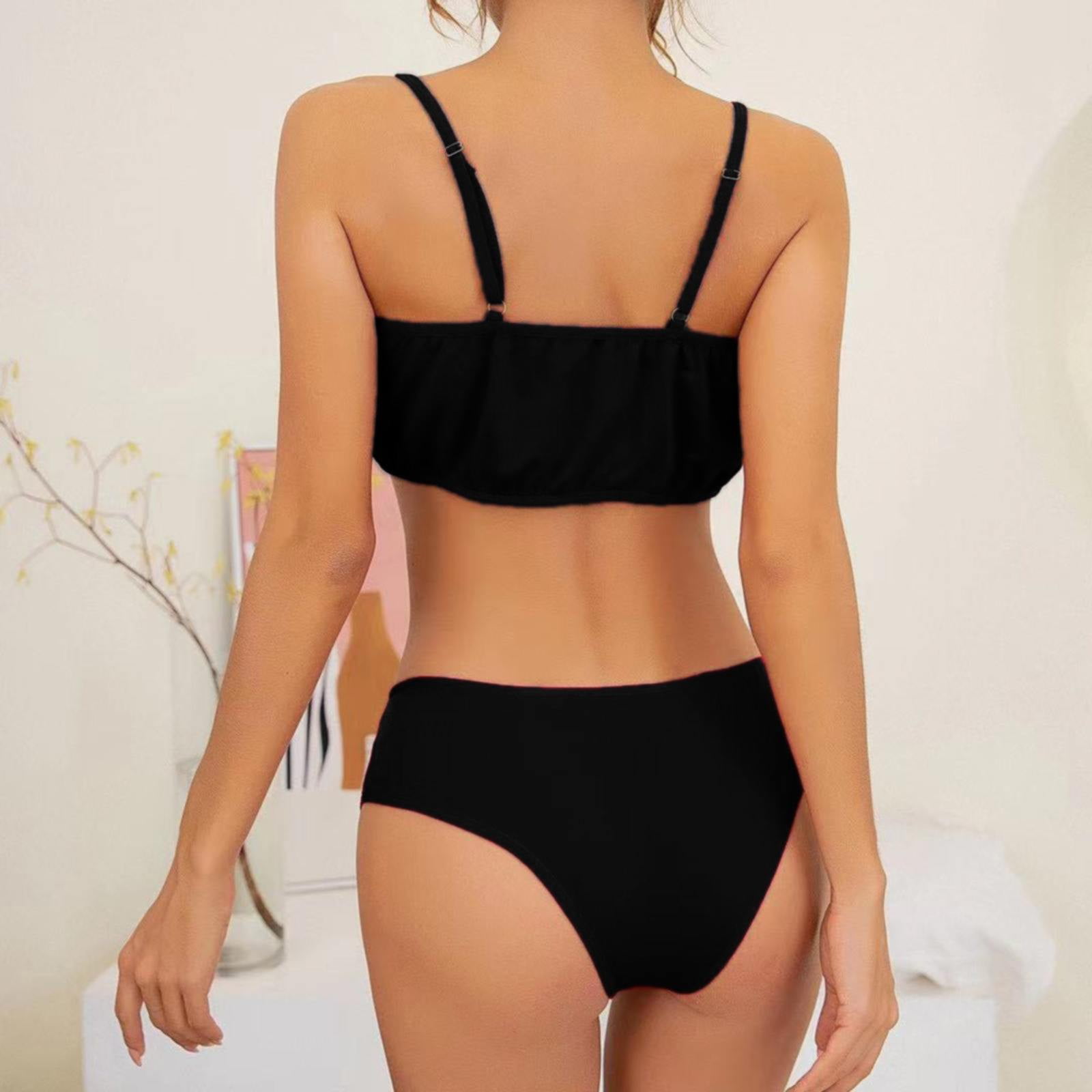 Aayomet Lingerie Set Women's Underwear Two Piece Set Backless Lace Bra  Set,Black 3XL 