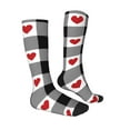 thumbnail image 3 of Balery Heart Black Buffalo Plaid Gingham Printed Novelty Socks Men's Women's Crew Socks Sports Socks Knee High Socks Cotton Socks Quirky and Cool Socks, 3 of 9